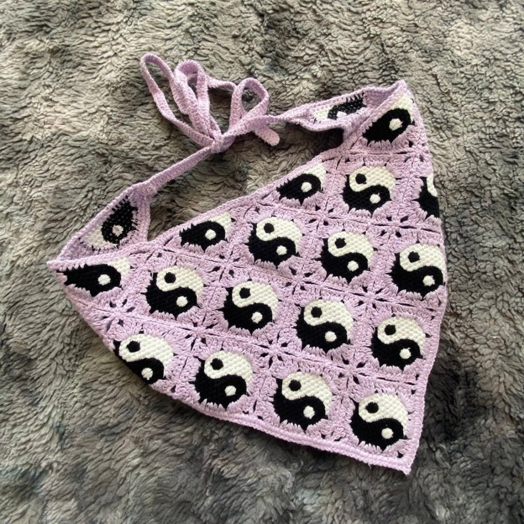 In The Balance Yin Yang Crochet Handkerchief